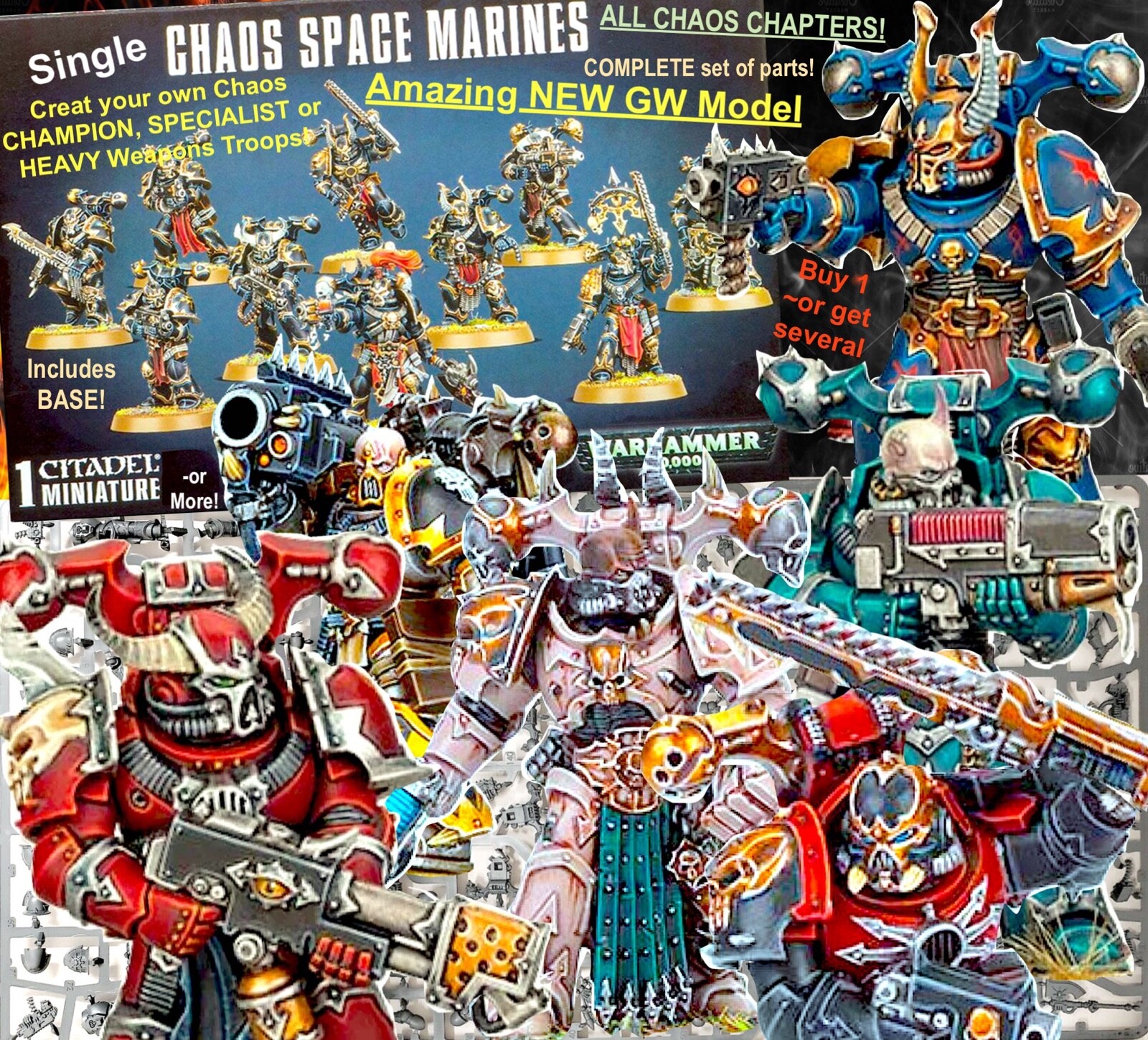 Single CHAOS SPACE MARINES GW Models/Bits=1-or-More~Games Workshop