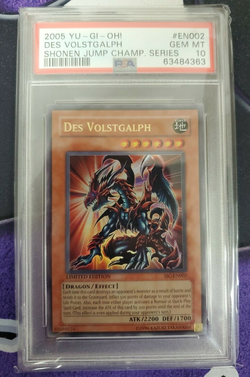 Yugioh PSA 10 GEM MINT Des Volstgalph SJC-EN002 Shonen Jump
