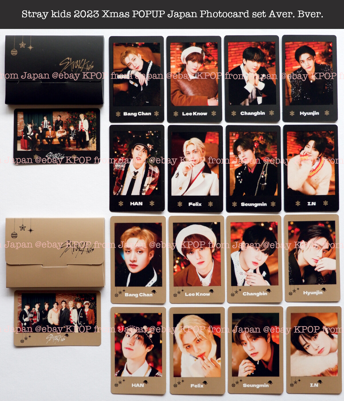 Stray kids 2023 Xmas POPUP Japan Official Photocard set Aver. Bver