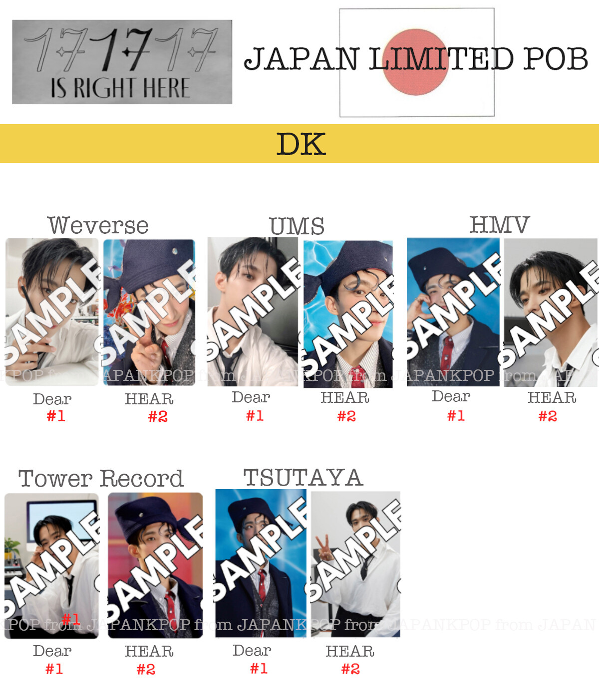 DK SEVENTEEN 17 IS RIGHT HERE DEAR HEAR Japan POB Photocard