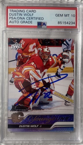 2023-24 Upper Deck Young Guns #210 Dustin Wolf - PSA 10 AUTO GRADE