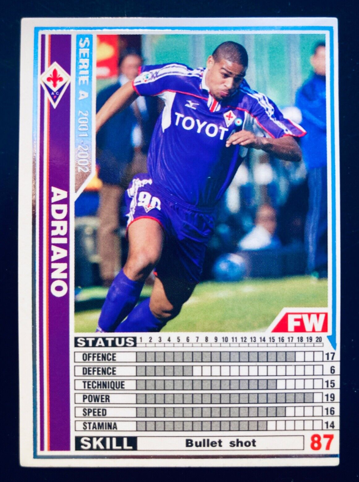 2001-02 Panini WCCF Serie A Clubs # A07 Adriano Parma Fiorentina