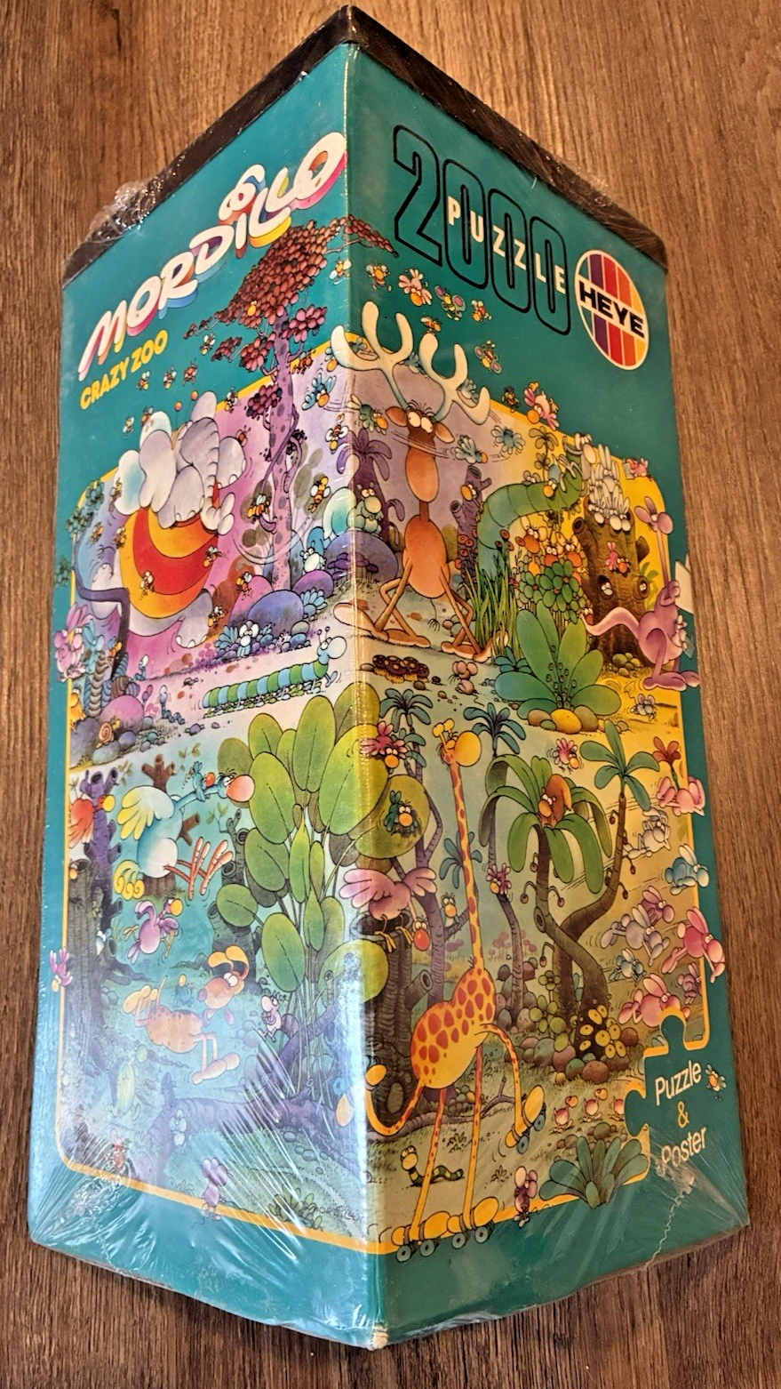 Rare SEALED 1991 MORDILLO Crazy Zoo PUZZLE Triangle Box HEYE 2000