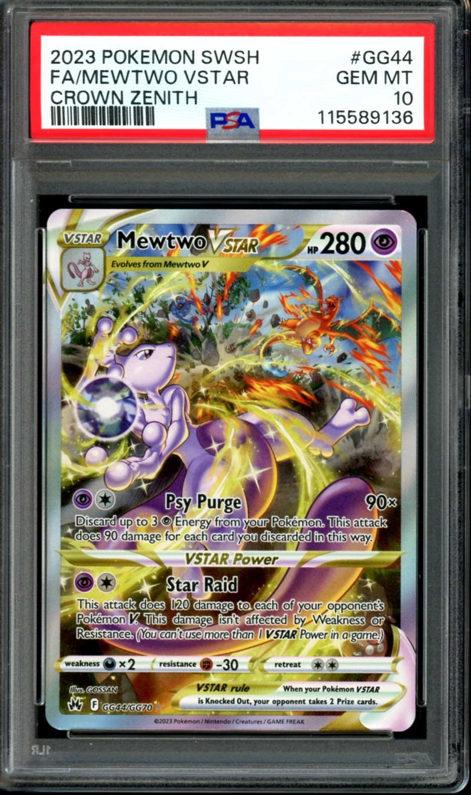 PSA 10 Mewtwo VSTAR GG44/GG70 Alt Art Crown Zenith 2023 Pokemon | eBay