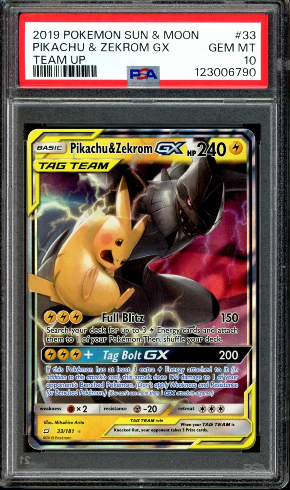 PSA 10 Pikachu & Zekrom GX 33/181 Holo Team Up 2019 Pokemon | eBay