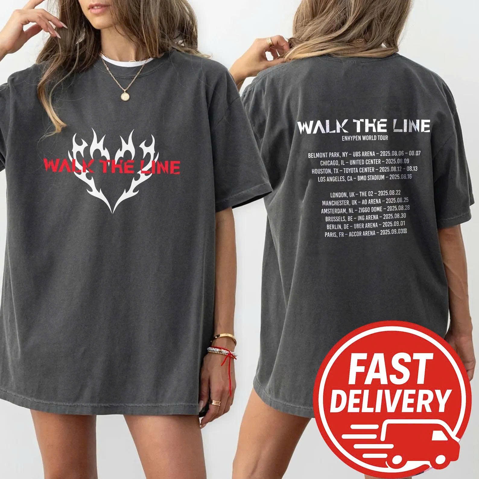 Enhypen Walk The Line Tour T-Shirt, Kpop Concert Merch, Engene