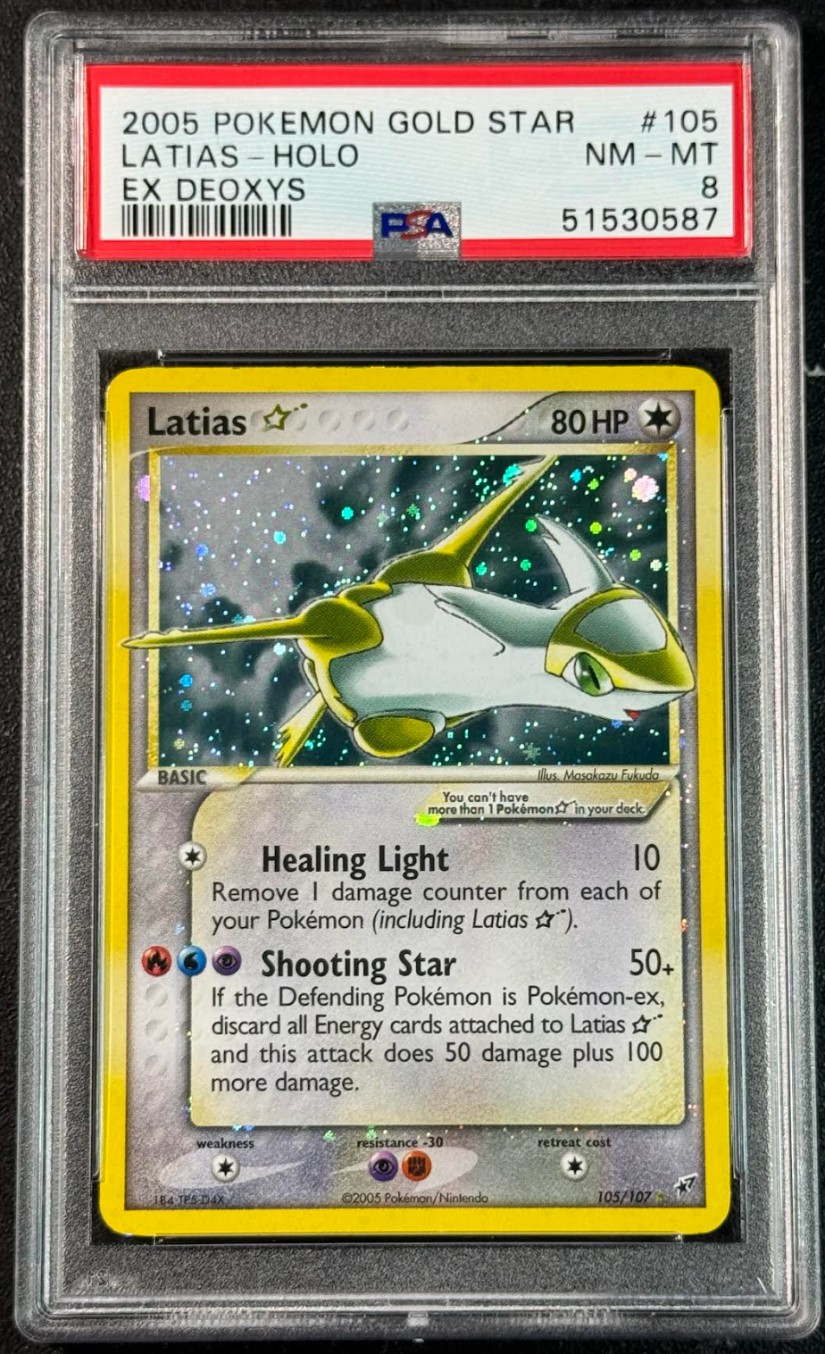 PSA 8 Latias Gold Star Holo 105/107 ex Deoxys 2005 Pokémon NM-Mint