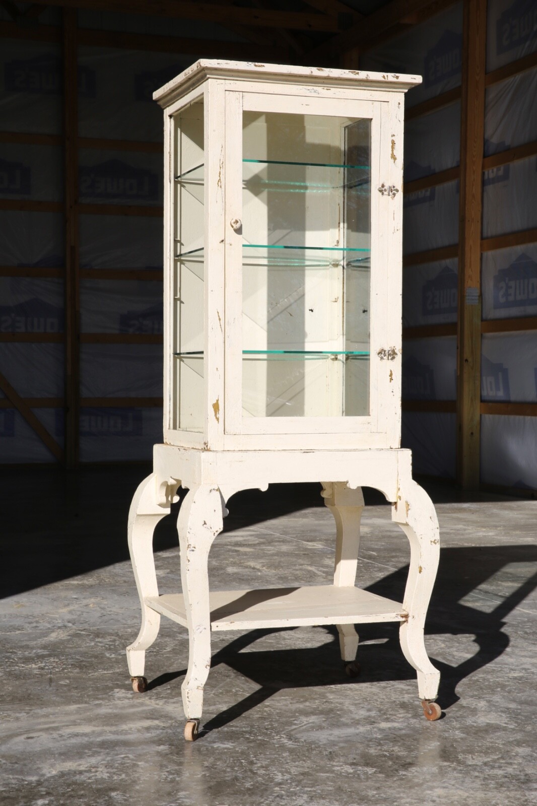 Vintage Antique Medical Cabinet Apothecary Wood Glass Display Case