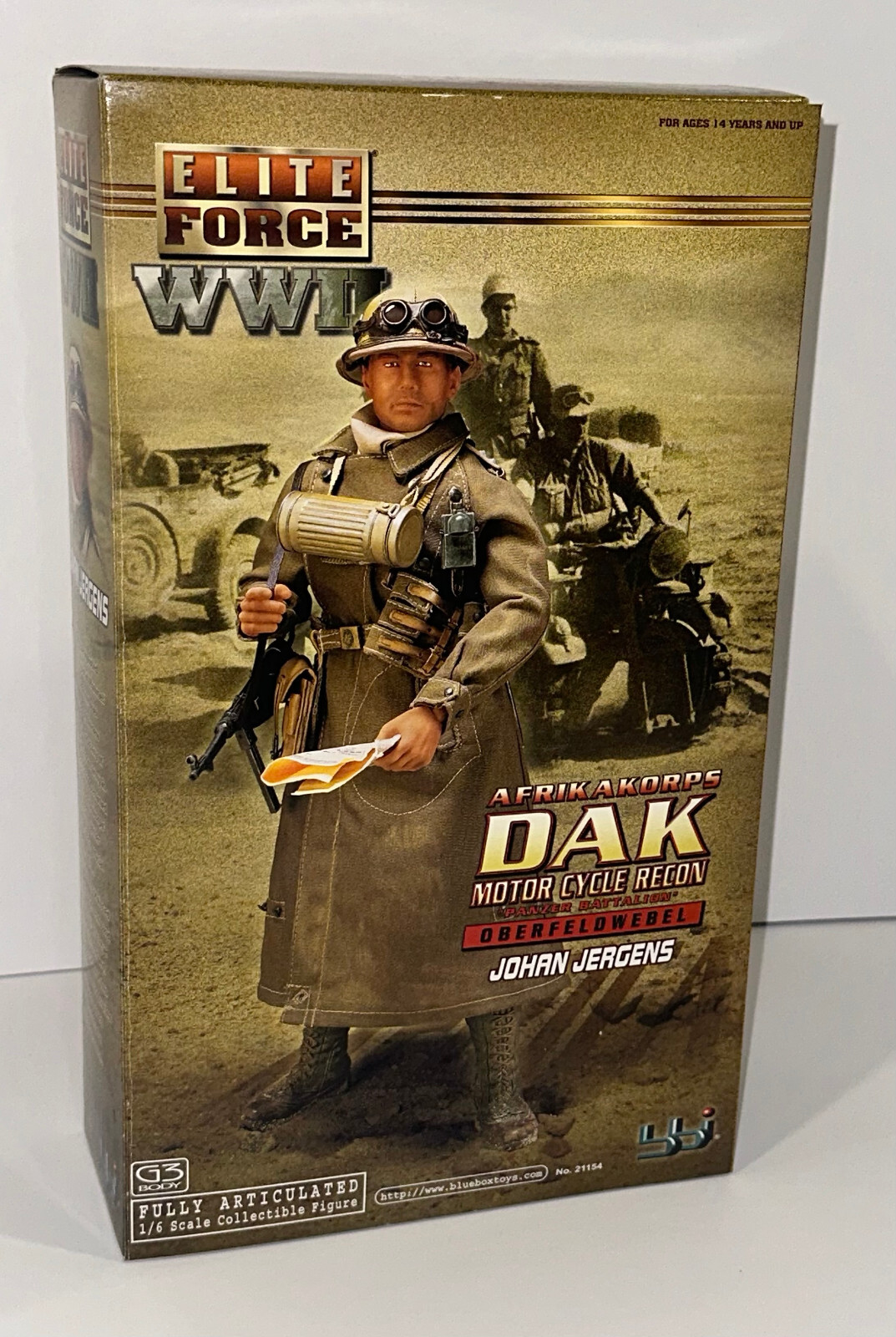 2002 Blue Box Toys ELITE FORCE WWII DAK Motor Cycle Recon JOHAN