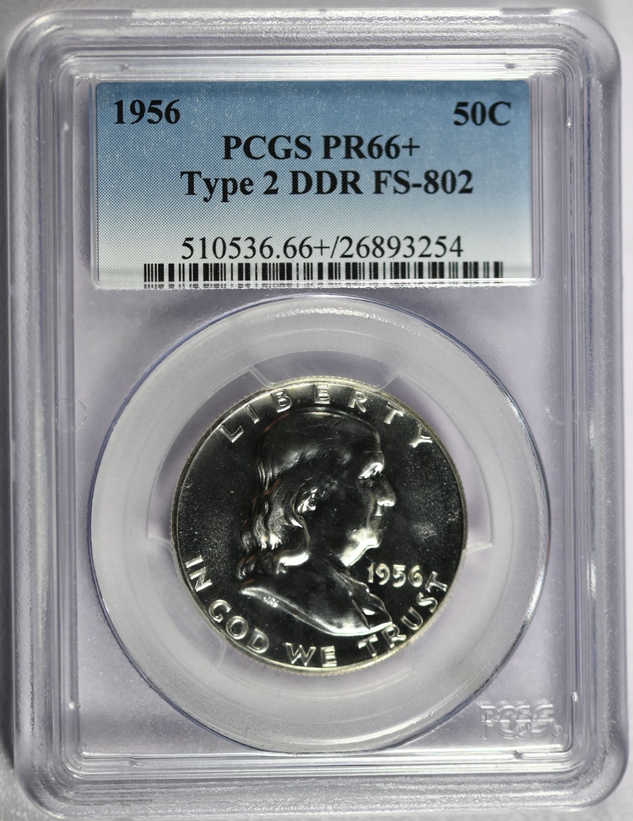 1956 PCGS PR66+ Type 2 DDR FS-802 Franklin Half | eBay