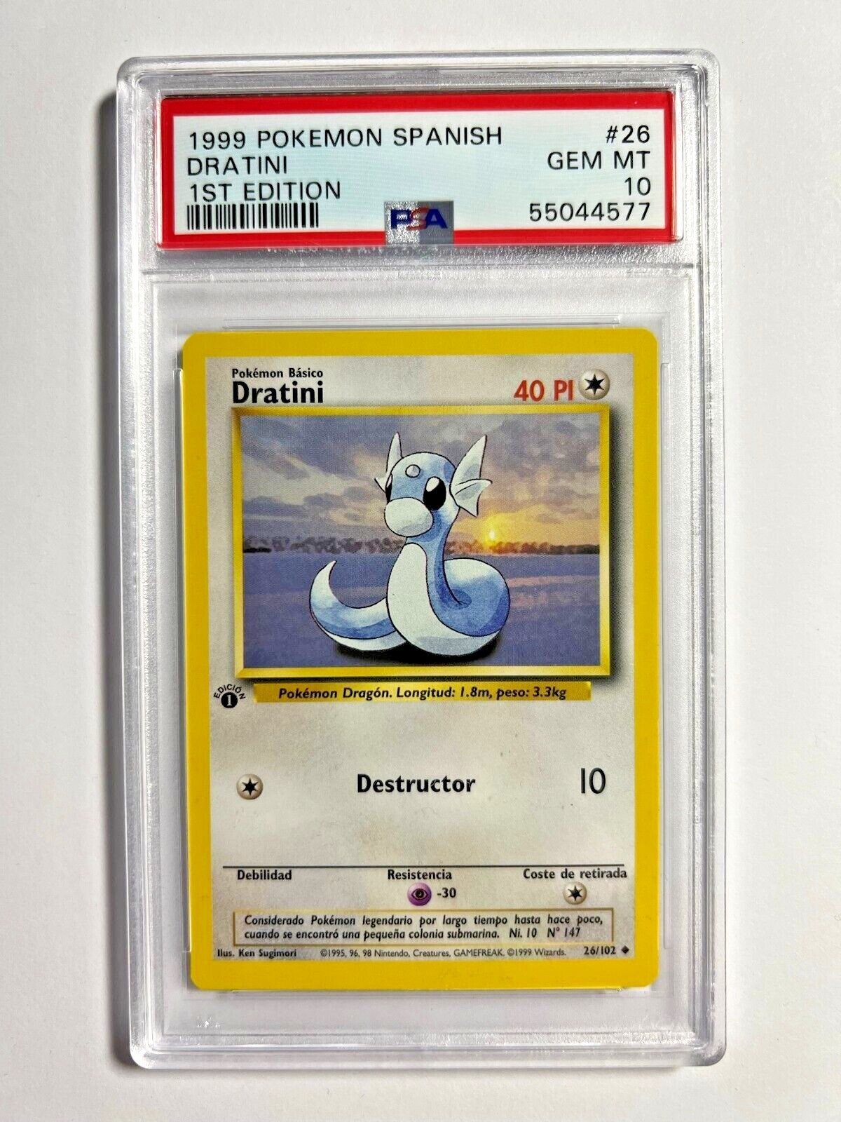PSA 10 Gem Mint 1st Edition Dratini 1999 Pokemon Base Set SPANISH