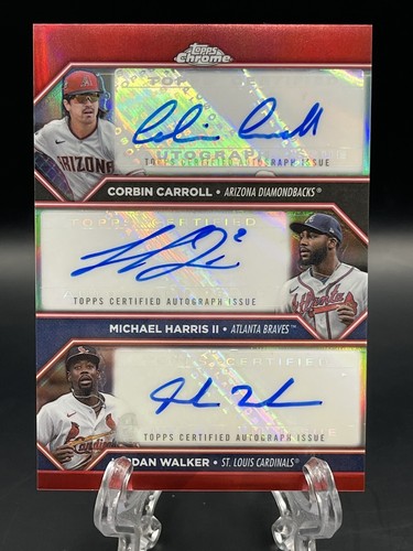 2023 Topps Chrome Update Triple Autograph Card /5 Carroll, Harris