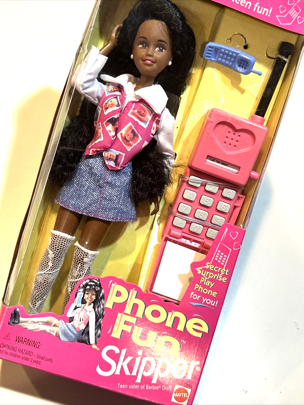 Phone Fun Skipper Barbie African American Doll Vintage Mattel