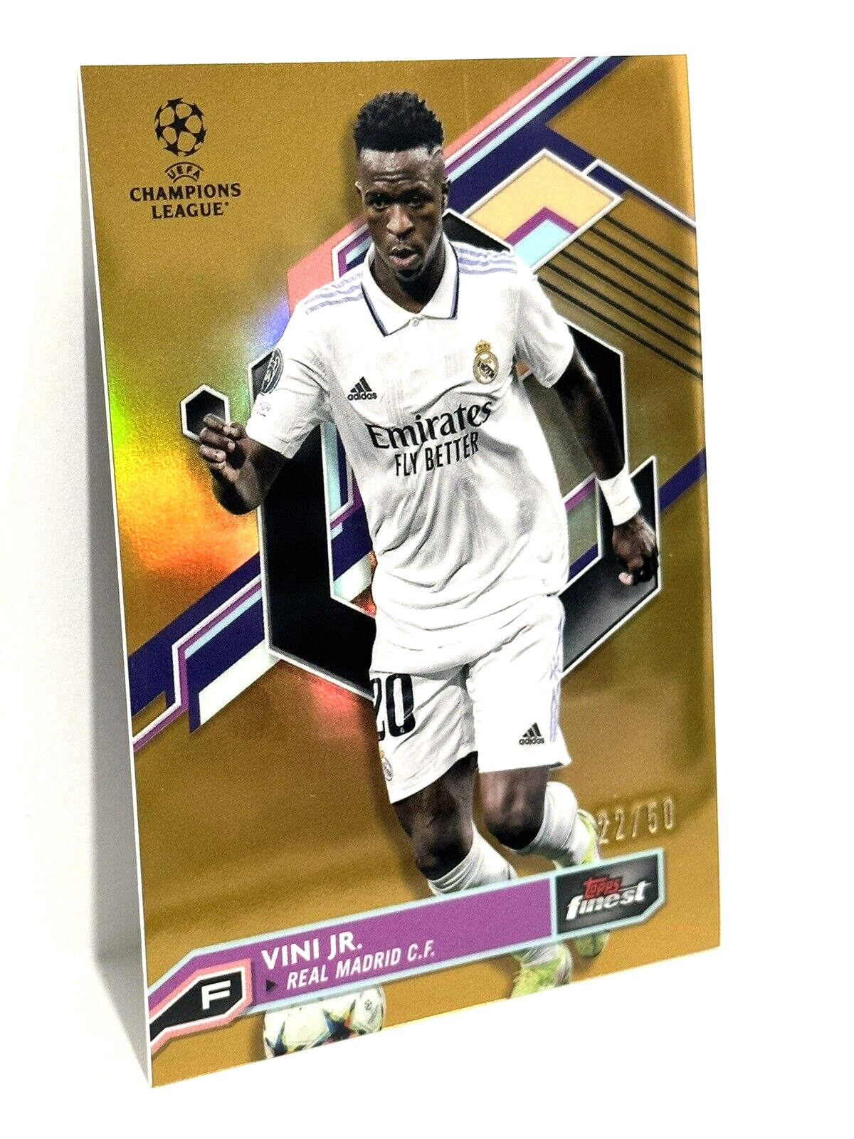 2022-23 Topps Finest UCL Real Madrid Vini Jr. Gold Refractor /50