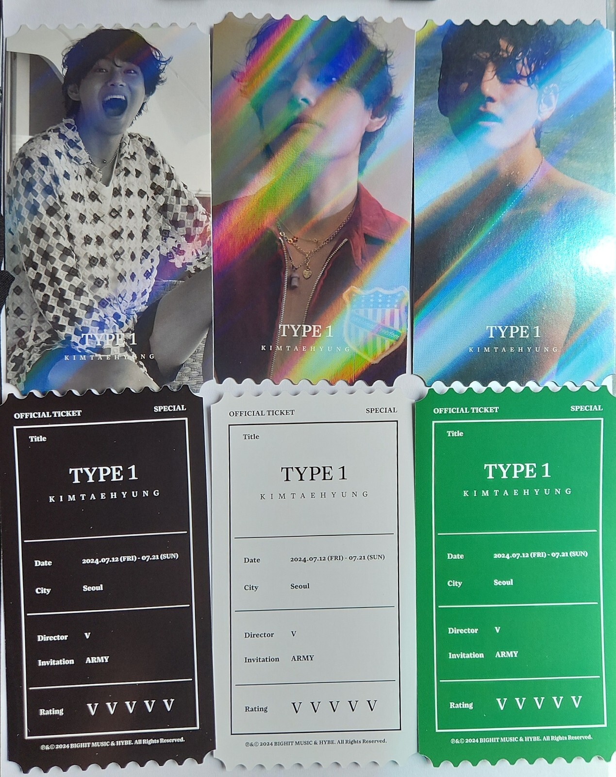 BTS V 50KW hologram photo ticket ARTSPACE TYPE 1 IN SEOUL POPUP MD