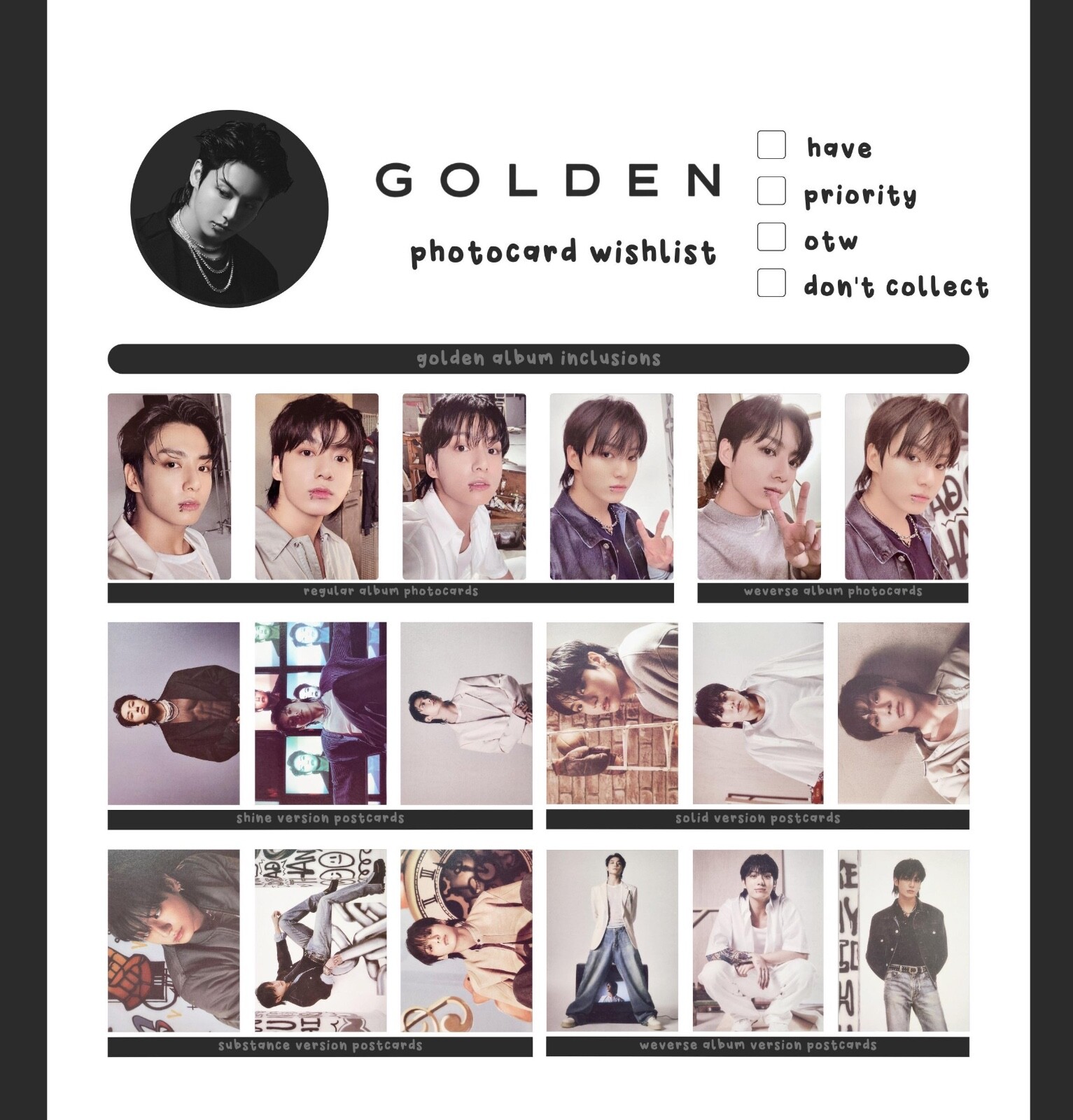 JungKook Jung Kook BTS 'GOLDEN' 1st Album official photocard