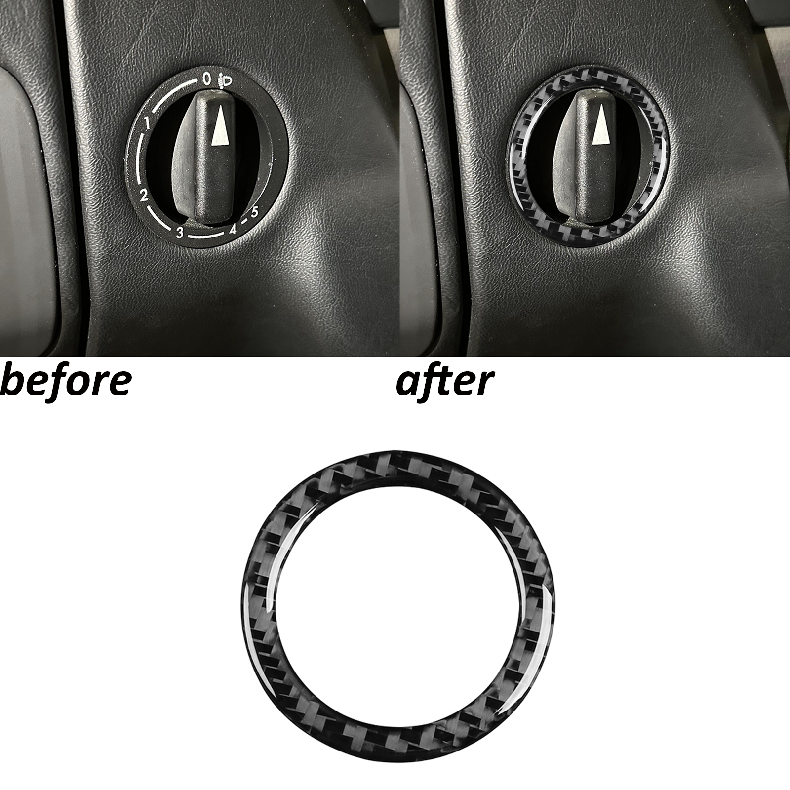 Real Carbon Fiber Headlight Switch Frame Trim For Benz G-Class