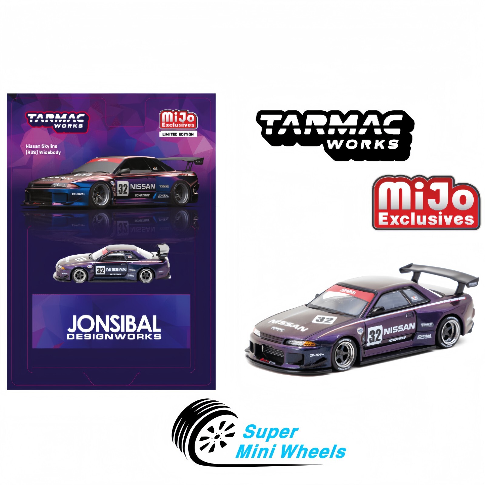 Tarmac Works 1:64 Nissan GTR (R32) Widebody Jonsibal – Midnight