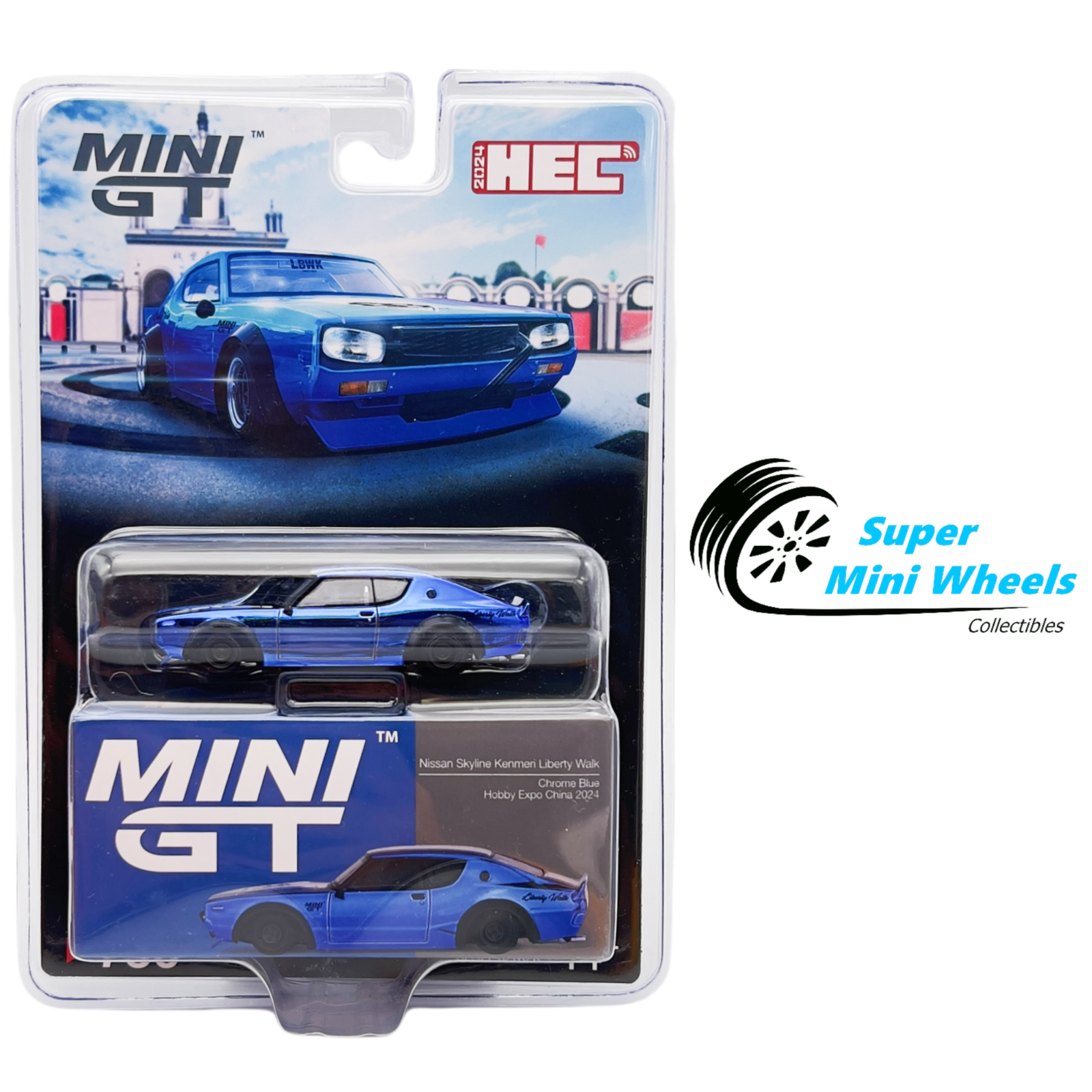 Mini GT 1:64 Nissan Skyline Kenmeri Libetry Walk Chrome Blue HEC