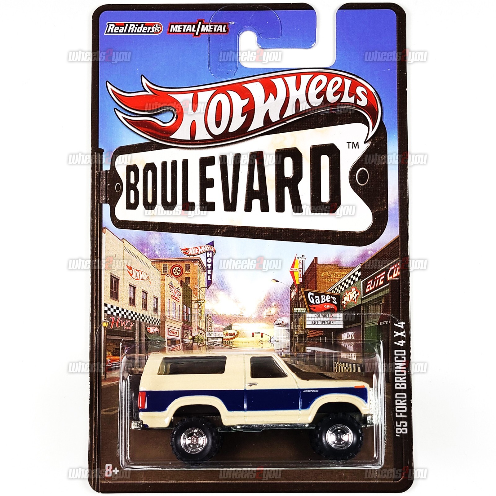 Hot Wheels 85 FORD BRONCO 4x4 truck - BOULEVARD Real Riders 1:64