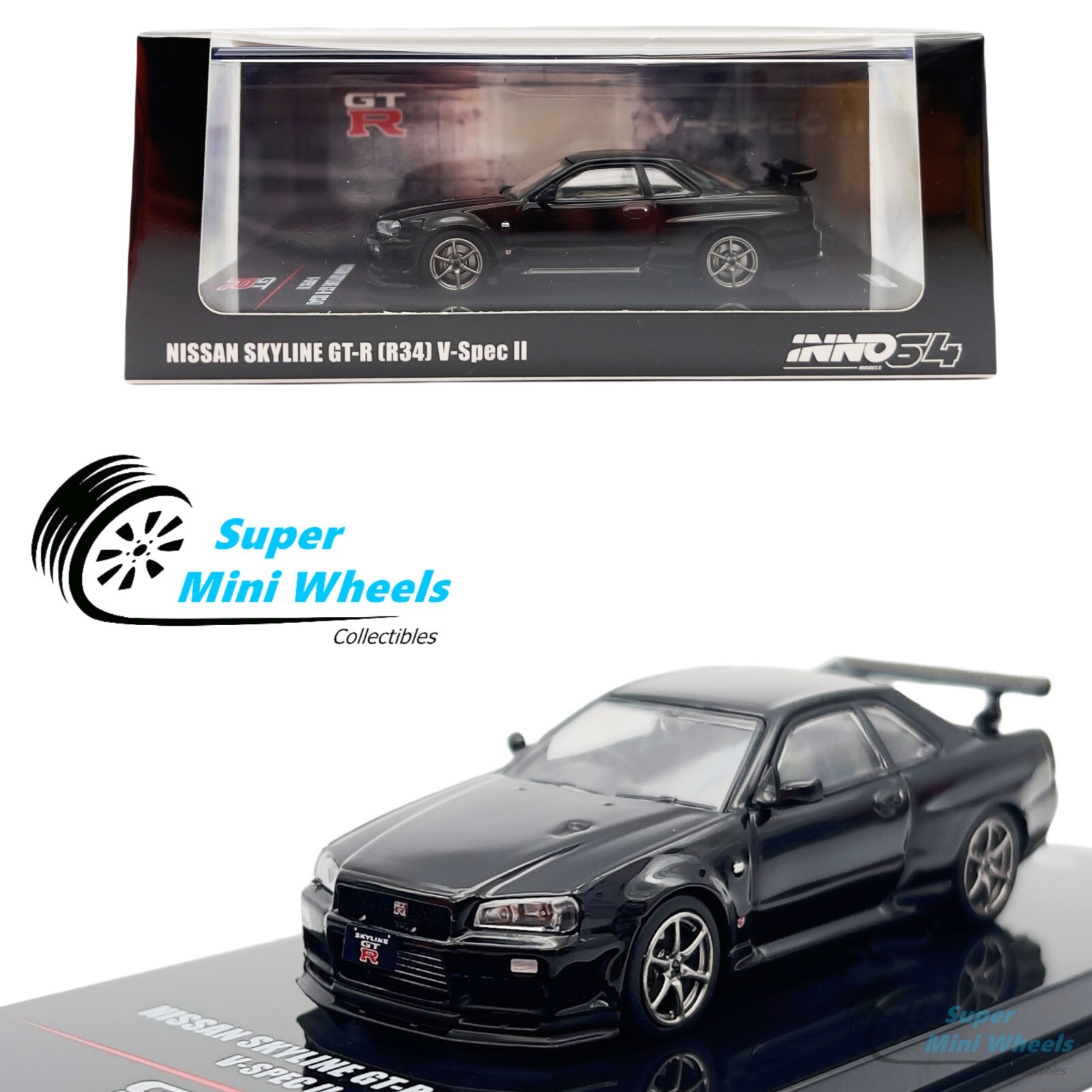 INNO64 1:64 Nissan GT-R R34 V-SPEC II Black | eBay