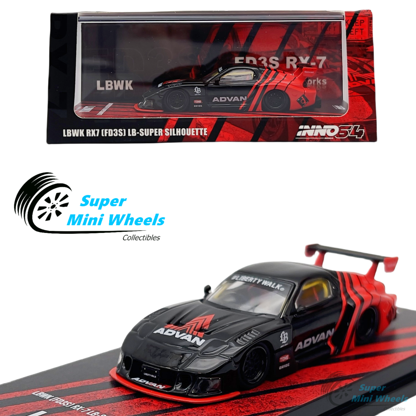 INNO64 1:64 LBWK Mazda RX7 FD3S LB-Super Silhouette ADVAN | eBay