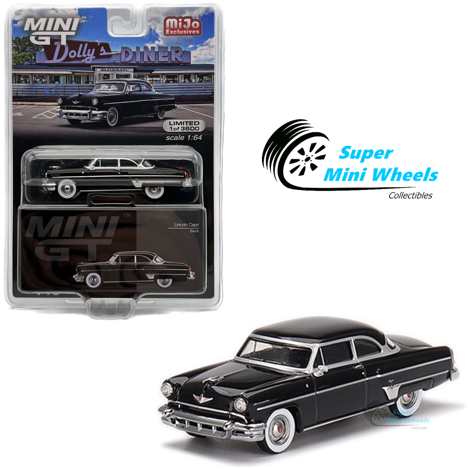 Mini GT 1:64 Lincoln Capri 1954 Black #448 | eBay