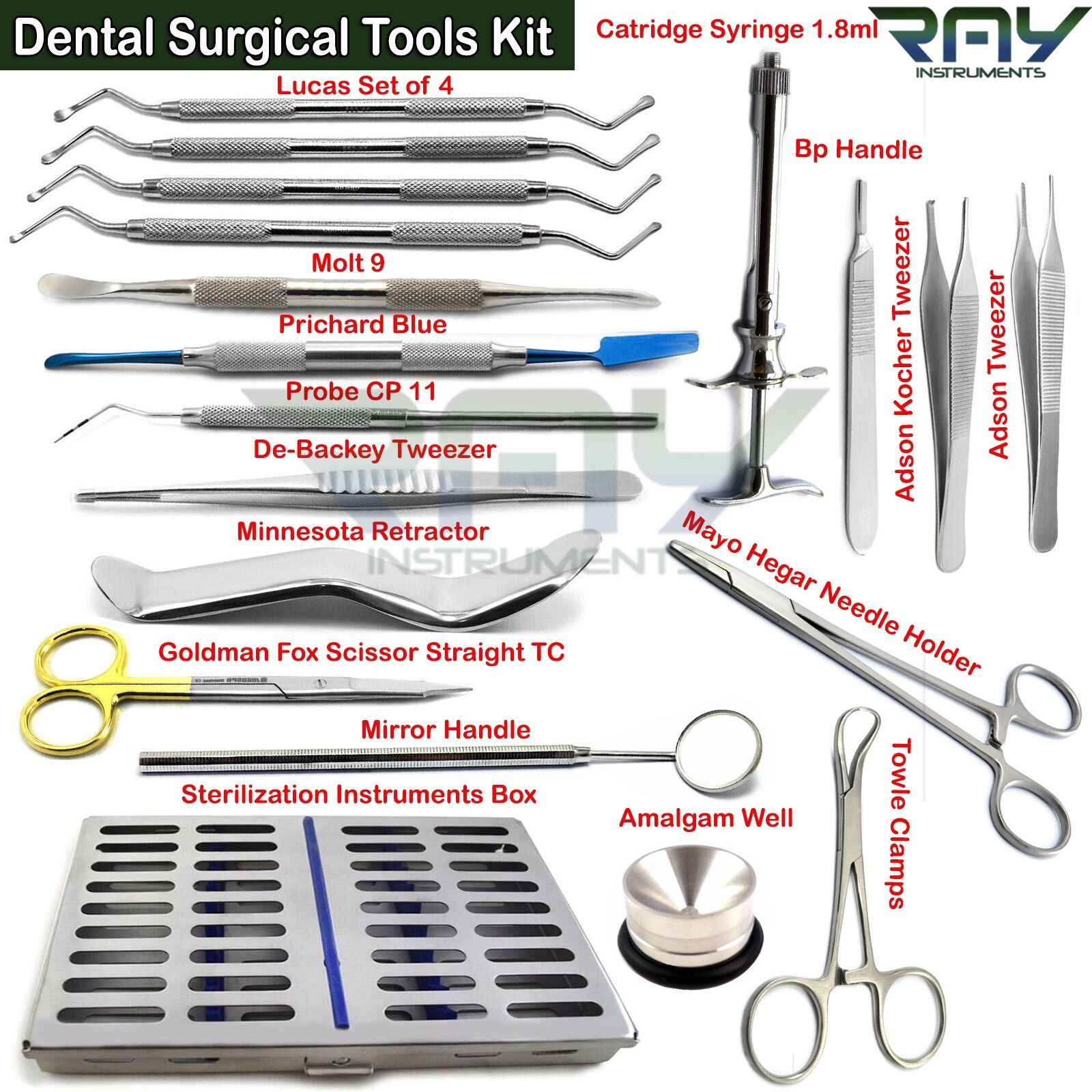 Dental Surgical Instruments Kit Implant Oral Surgery Sterilization