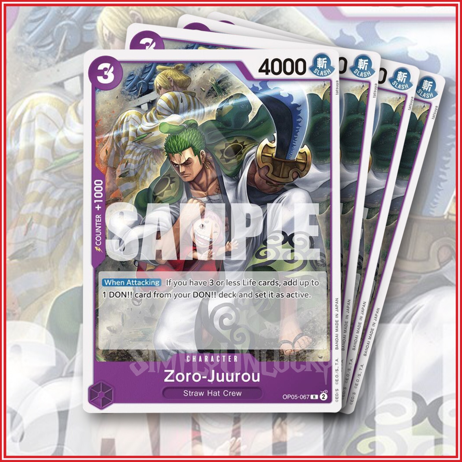 ONE PIECE TCG: Zoro-Juurou ST18 OP05-067 Rare x4 PURPLE Starter