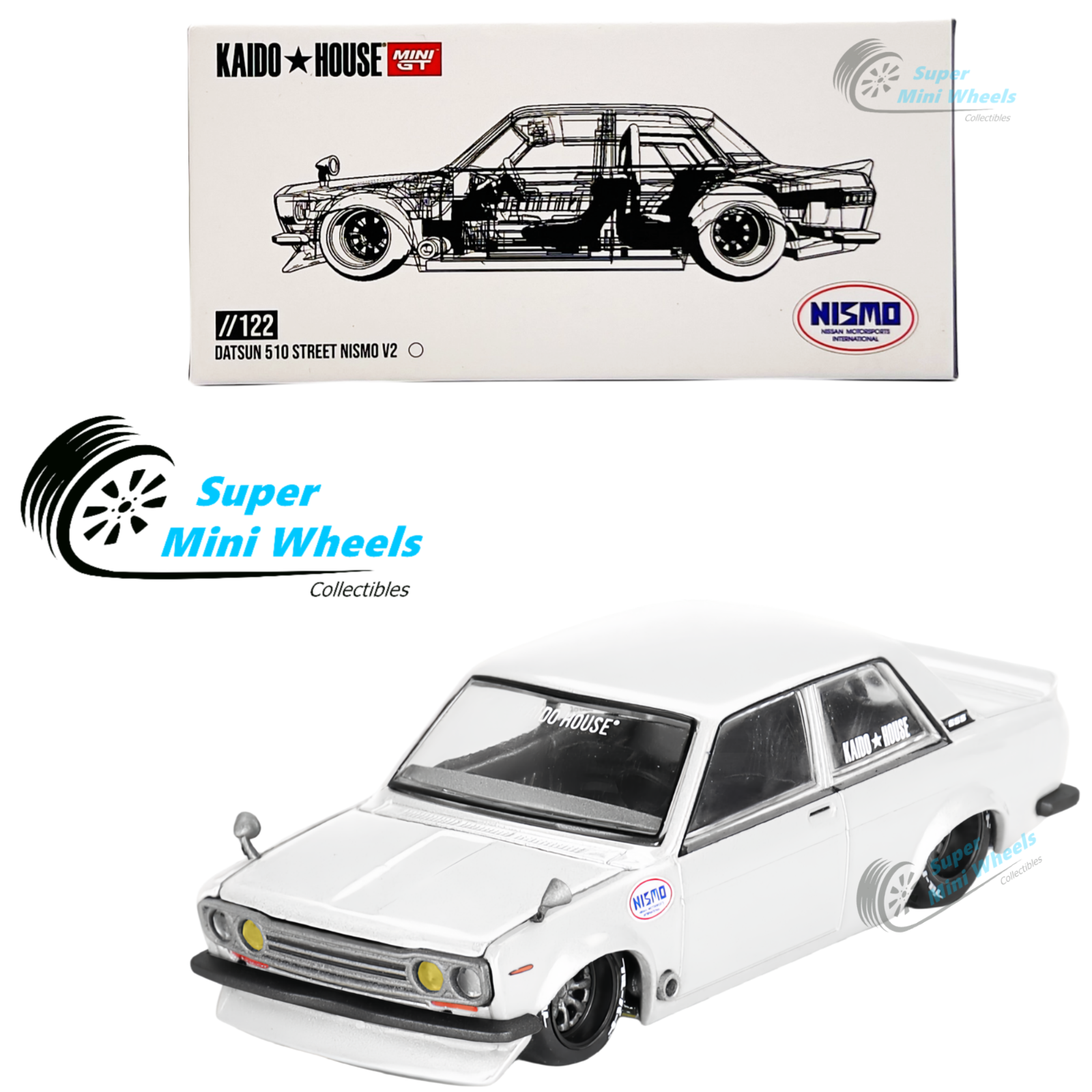 Mini GT x Kaido House 1:64 Datsun 510 Street Nismo V2 White