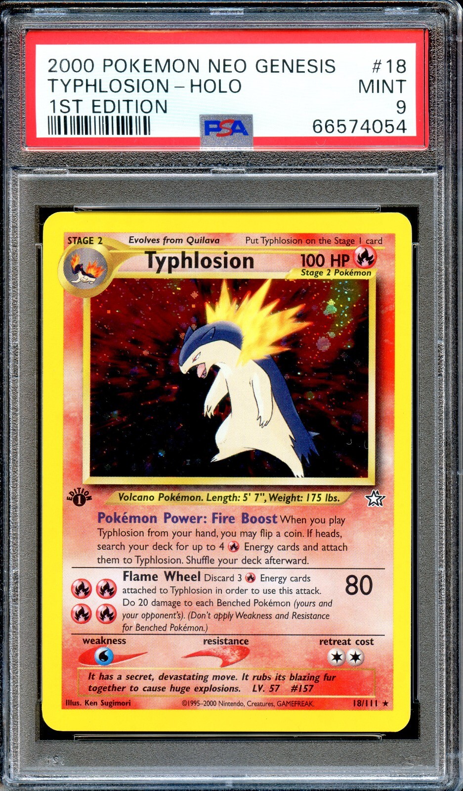 PSA 9 Typhlosion 1st Edition Neo Genesis 18/111 Pokemon Card MINT