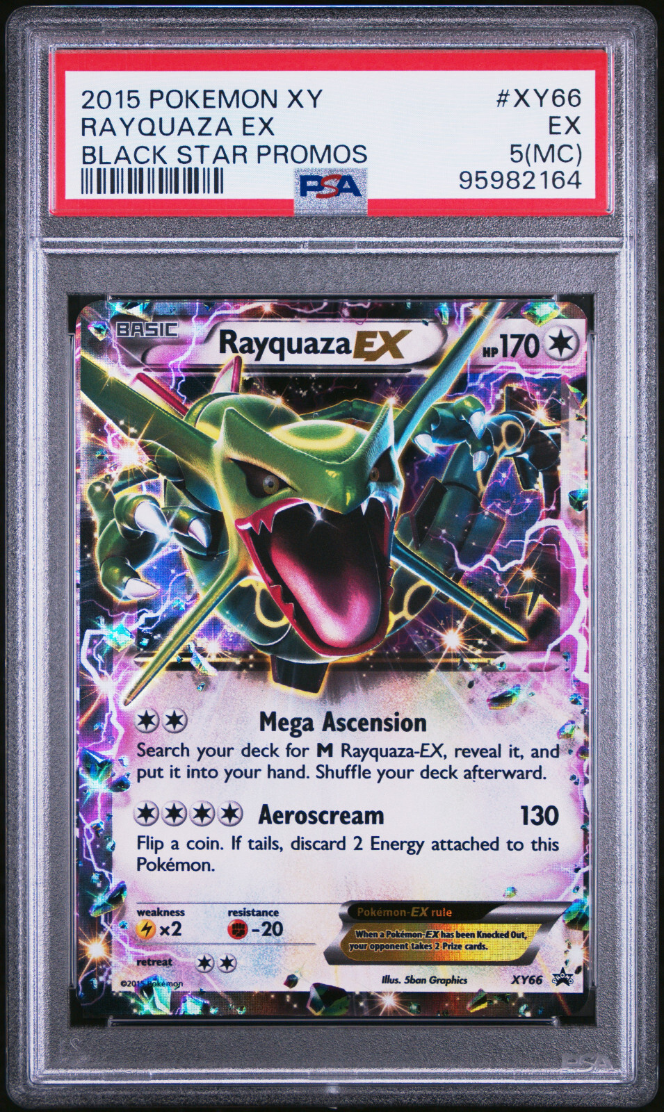 2015 POKEMON BLACK STAR PROMO RAYQUAZA #XY66 HOLO RARE PSA 5 EX MC