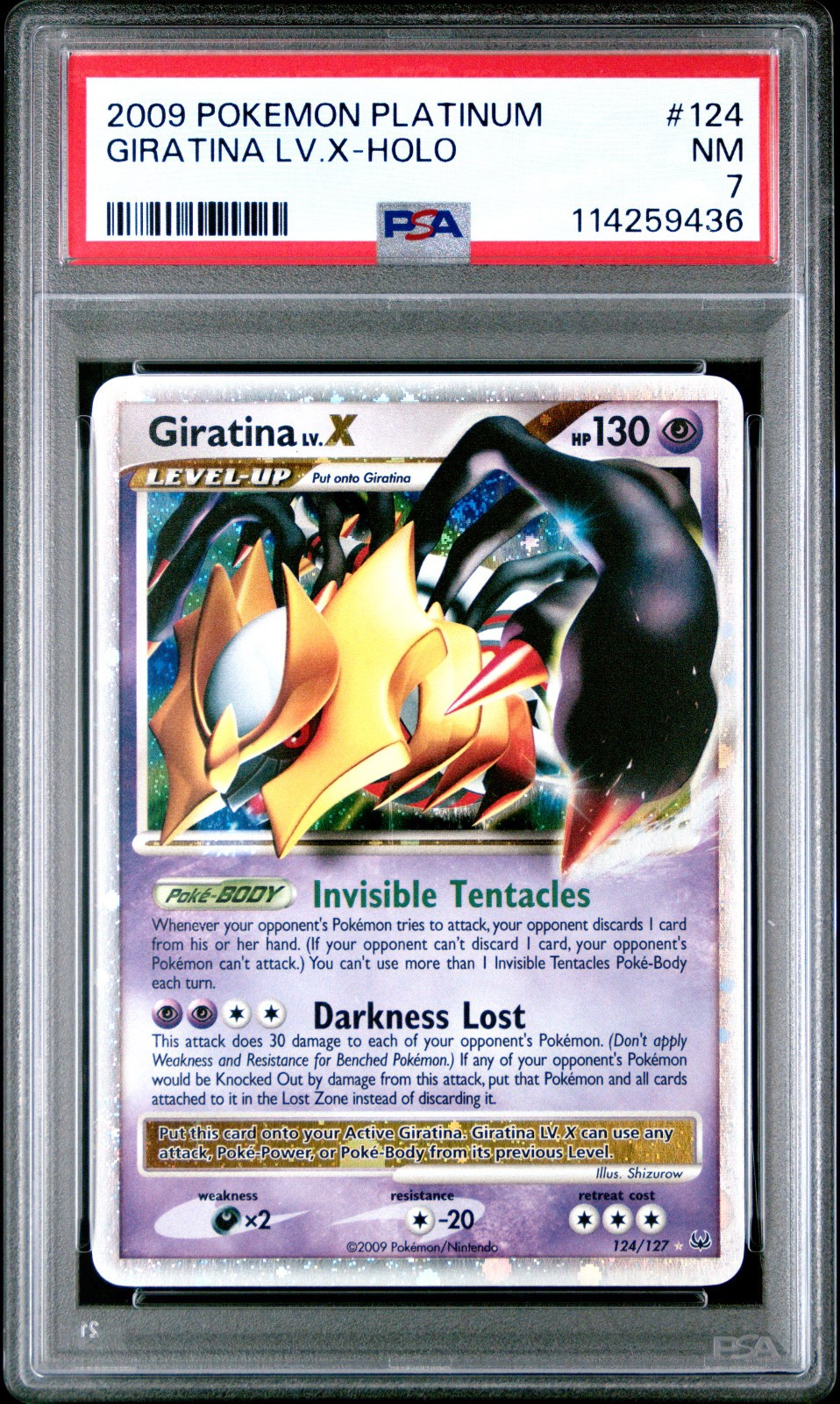 2009 POKEMON PLATINUM BASE GIRATINA LV X #124 ULTRA RARE PSA 7 NM