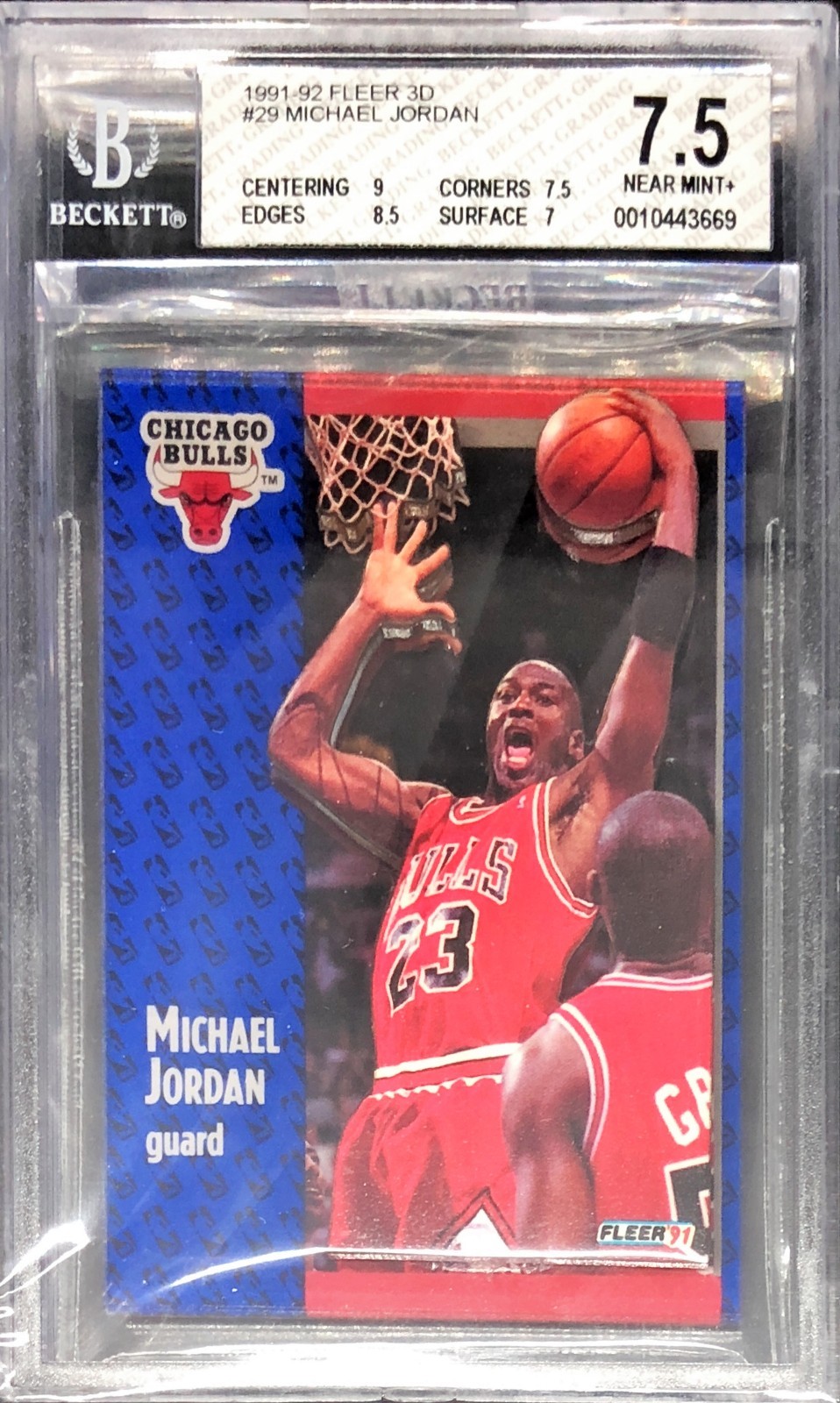 BGS 7.5 w/9 MICHAEL JORDAN 1991-92 Fleer 3D Acrylic Wrapper