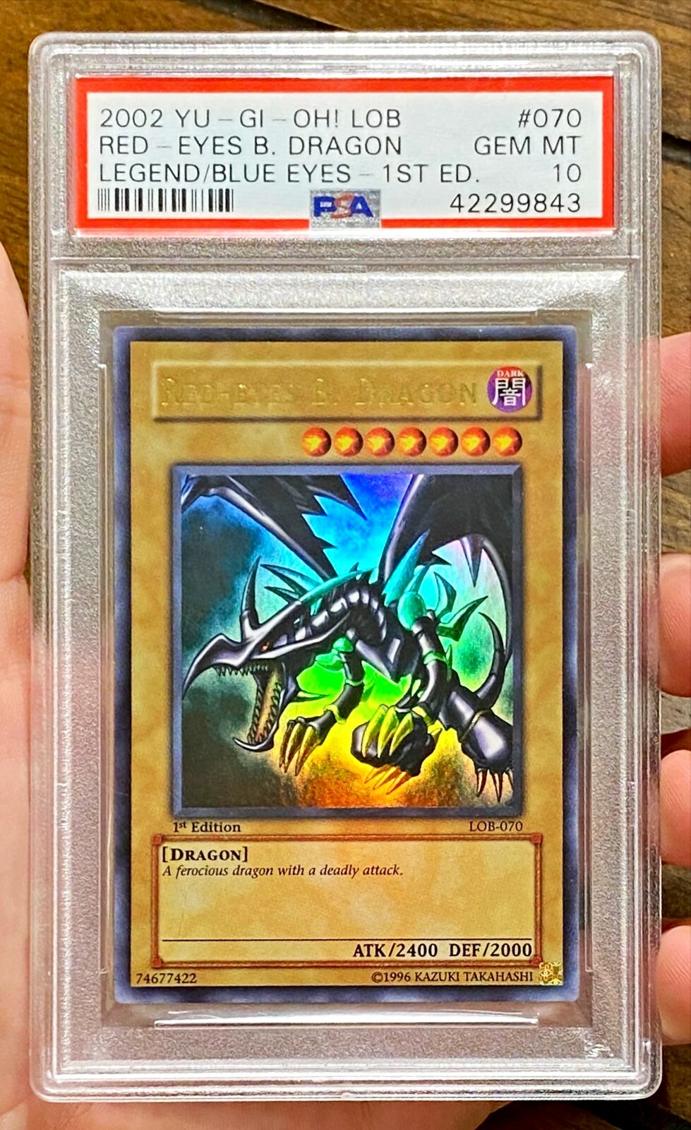 2002 Yugioh RED-EYES B. DRAGON 1st Edition LOB-070 Asian English