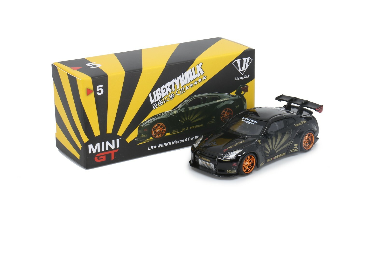 MINI GT 5 LB WORKS Nissan GT-R (R35) Black w/ Copper Wheel Type 1