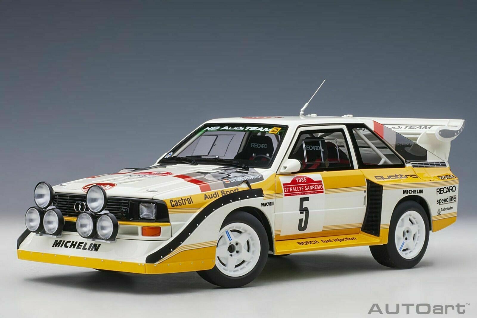 1/18 Audi Quattro S1 #5 Winner Rally San Remo 1985 Model Car by