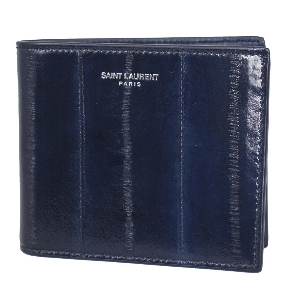 BRAND NEW SAINT LAURENT MEN'S BLUE LEATHER BIFOLD WALLET 396307