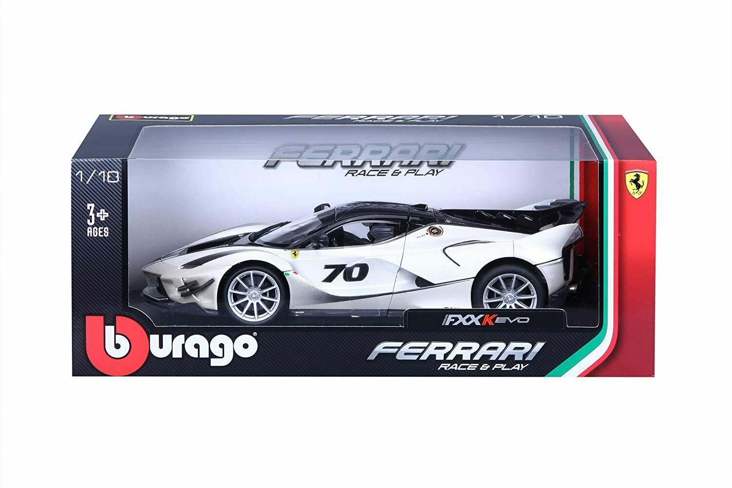 1/18 Ferrari FXX-K EVO N70 Hybrid 6.3 White Met Silver Model by
