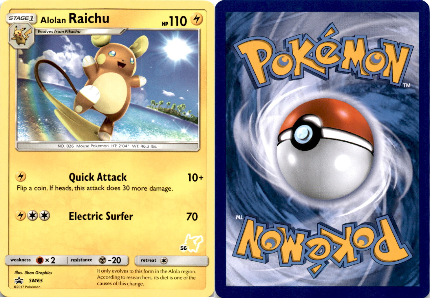 2017 Pokemon, Sun & Moon Promos, #SM65 Alolan Raichu, Black Star