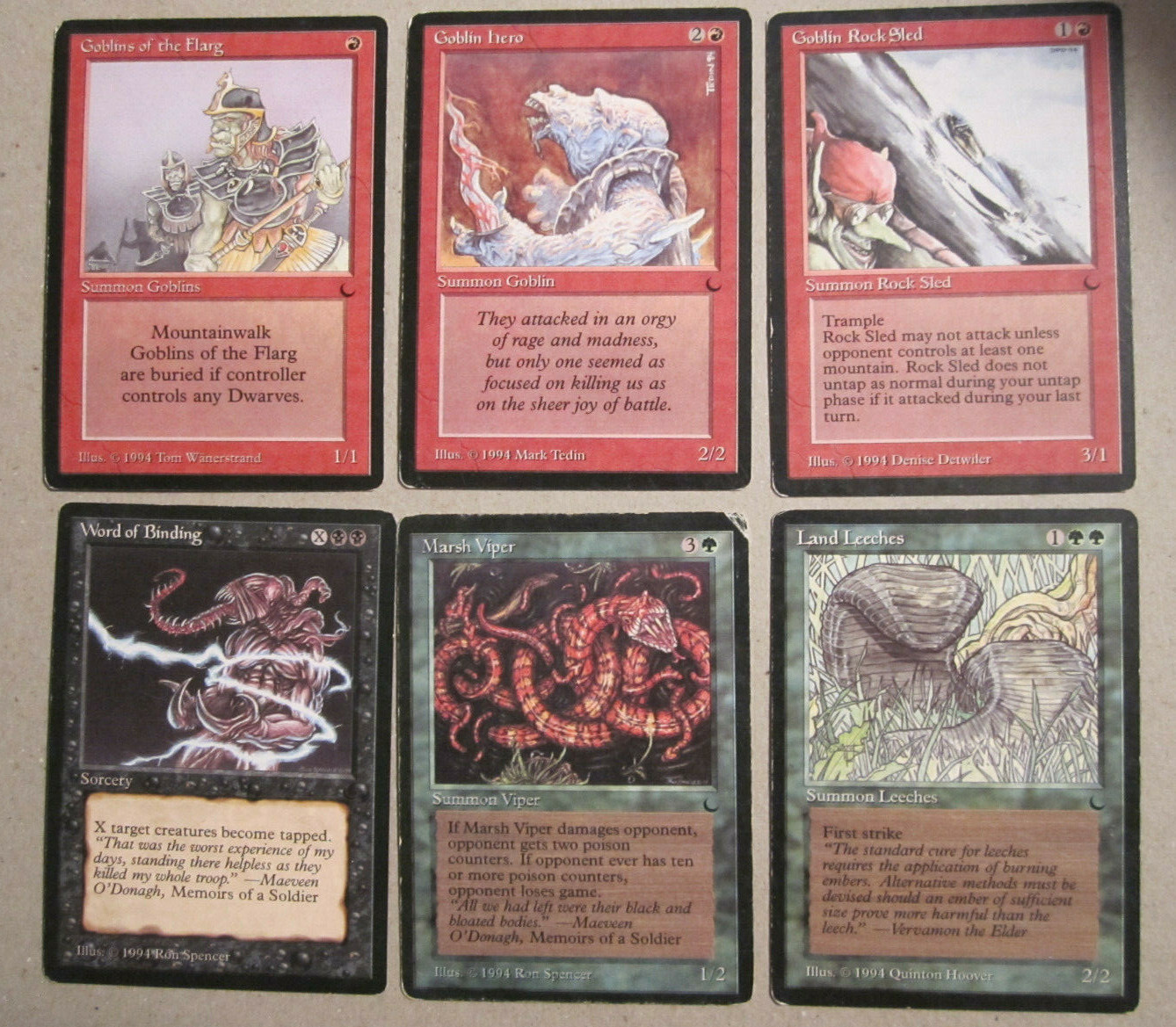 Lot of 6 vtg 1994 Magic: the Gathering 