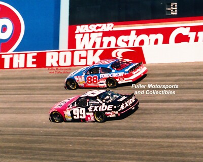 JEFF BURTON #99 DALE JARRETT #88 1998 ROCKINGHAM 8X10 PHOTO NASCAR