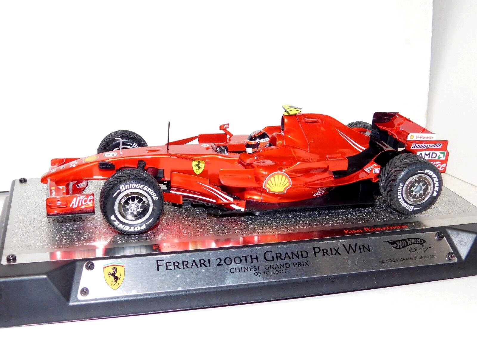 Ferrari F2007 200TH K. RAIKKONEN Win Chinese Grand Prix HOTWHEELS