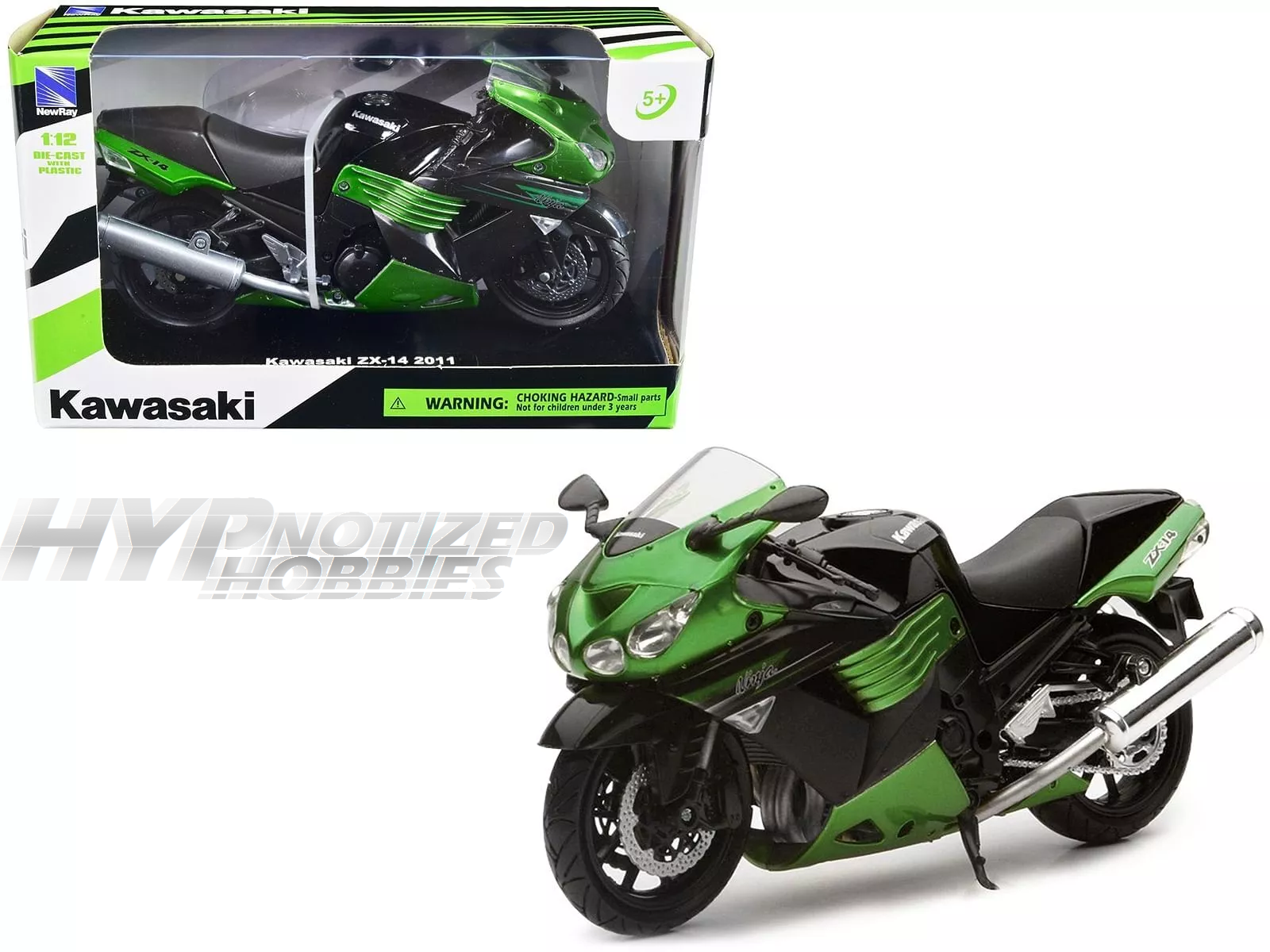 NEW RAY 1:12 2011 KAWASAKI ZX-14 GREEN 57433 | eBay