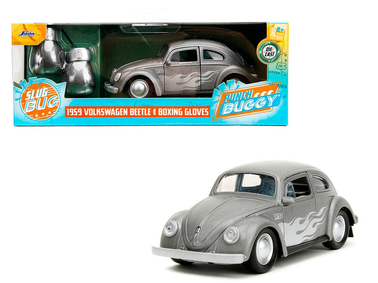 1959 VOLKSWAGEN BEETLE GRAY & BOXING GLOVES ACCESSORY 1/32 DIECAST