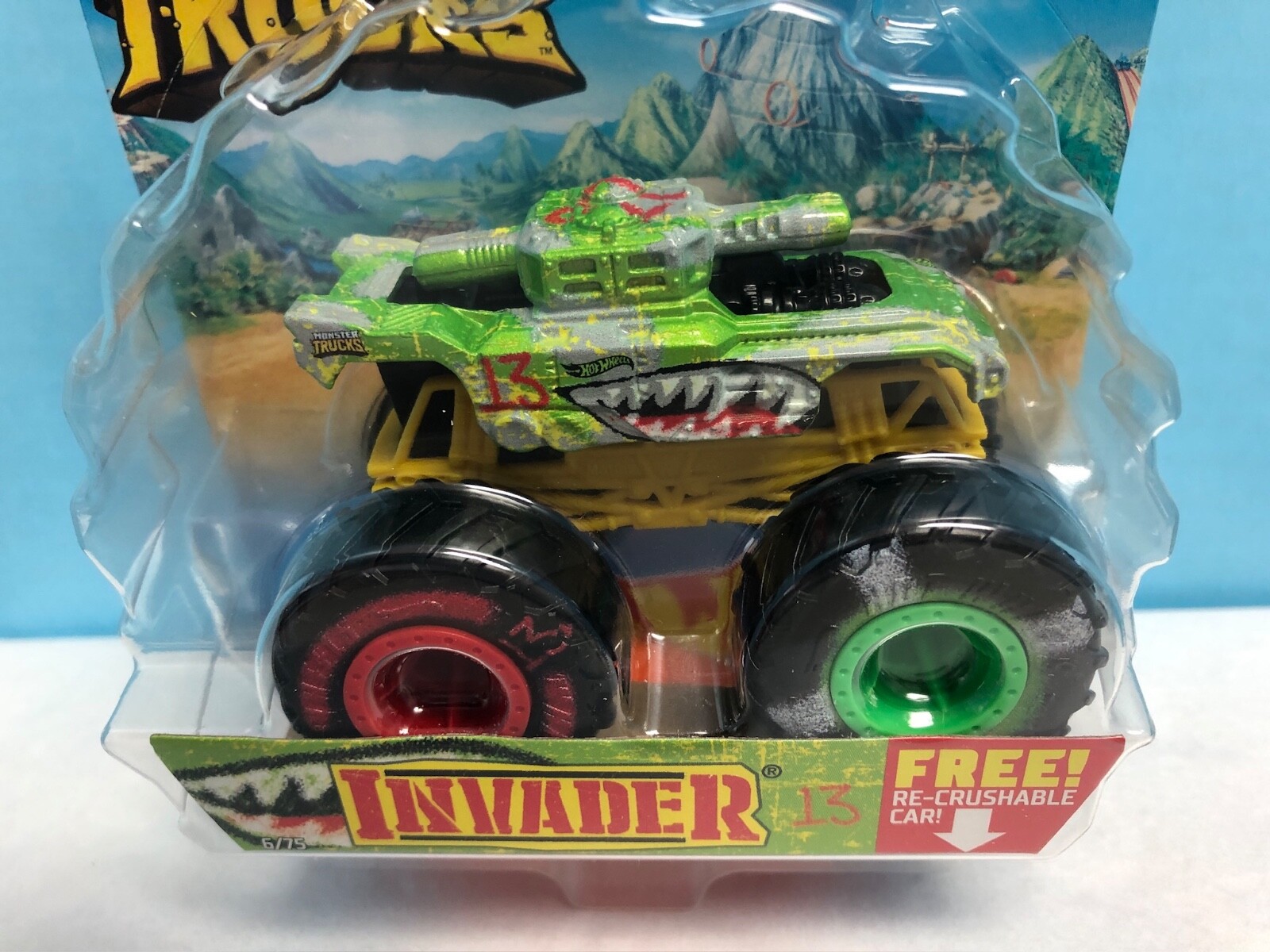 Hot Wheels Invader Monster Tank Truck w/Orange Crushable Car | eBay