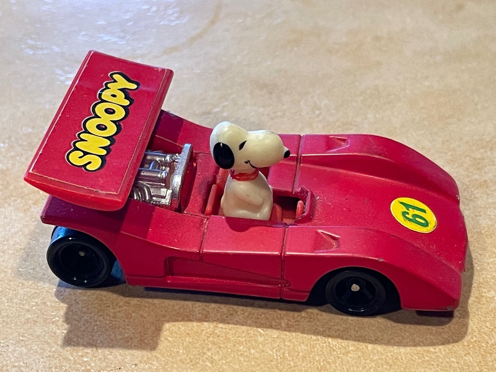 RARE Vintage Snoopy #61 Red-Sports Race Car/Diecast 1960s Aviva