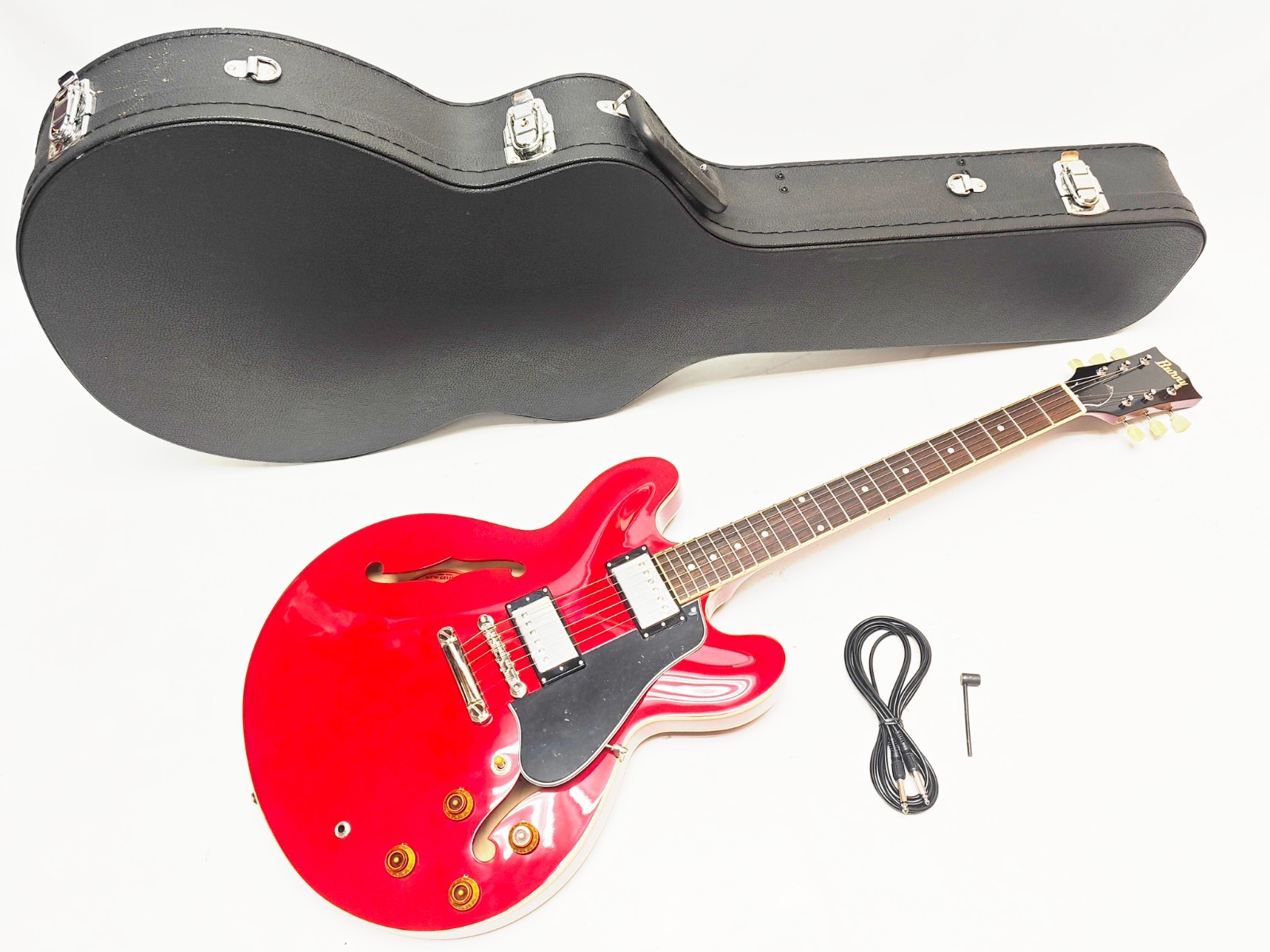 Burny RSA-100 CR Cherry Red Made in Japan 2002 Semi Hollow Body