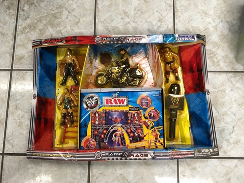 WWF WWE Jakks Raw Chrome Iron Collection Stage of Rage Playset 5