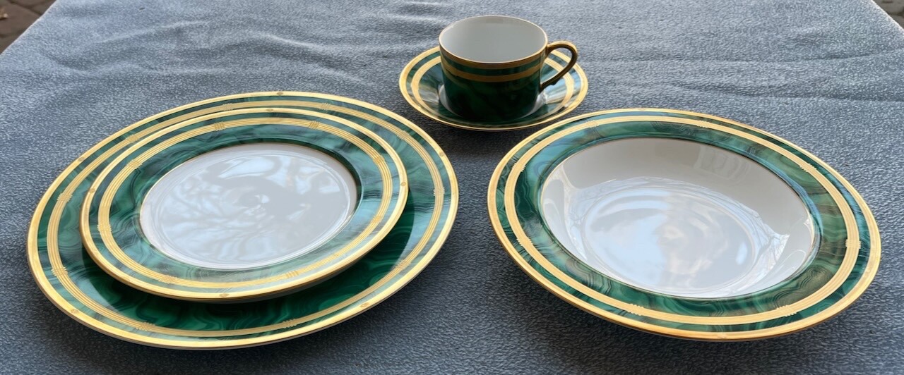 CHRISTIAN DIOR GAUDRON MALACHITE China 5 Pcs Setting Dinner Salad